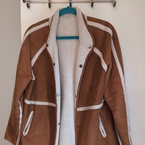 Source Unknown Brown Teddy Jacket with Cream Accents